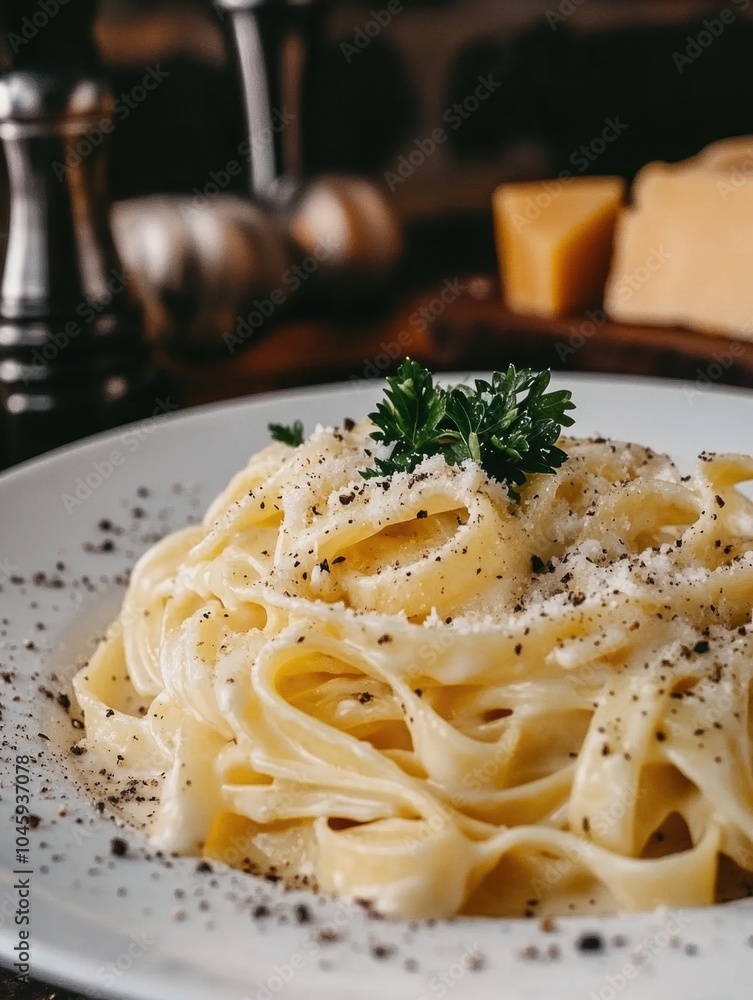 Cheesy Pasta Dish on a White Plate Cheesy Pasta Dish on a White Plate