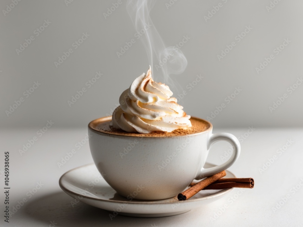 Cup of Coffee with Whipped Cream and Cinnamon. Cup of Coffee with Whipped Cream and Cinnamon.