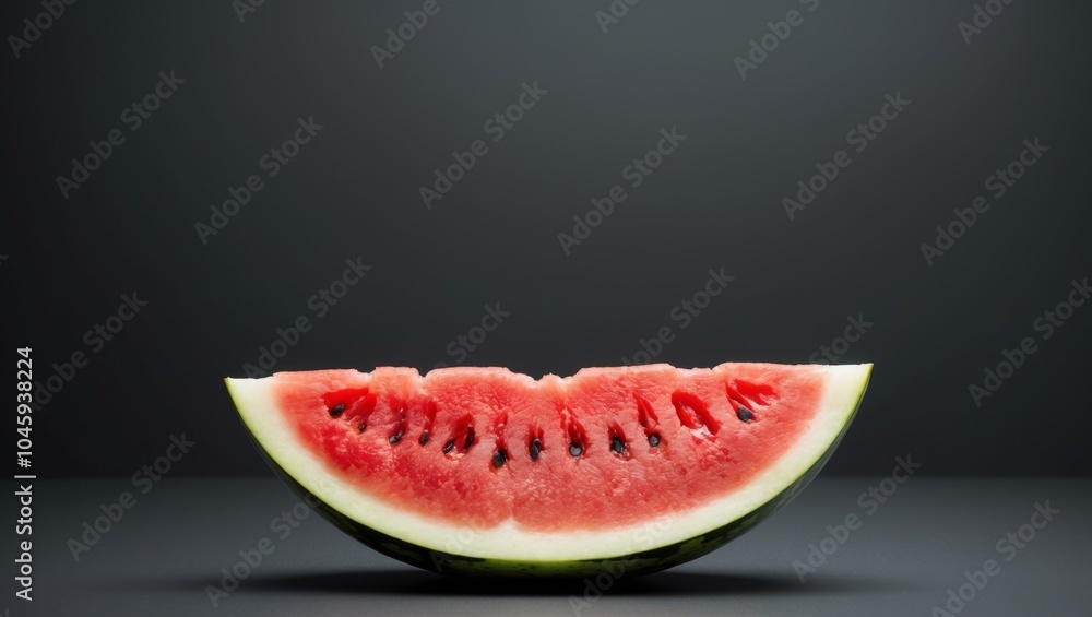 watermelon slice on dark black background. watermelon slice on dark black background.