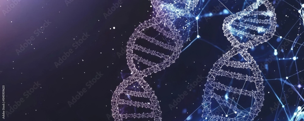 A DNA molecule template, wallpaper or banner. Modern illustration. A DNA molecule template, wallpaper or banner. Modern illustration.