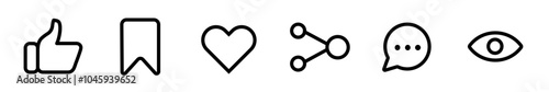 Like, comment, share icon buttons and Thumbs up and love heart flat icon , Social media notification icons. emoji post reactions - Add to favorite icon set. Vector illustration