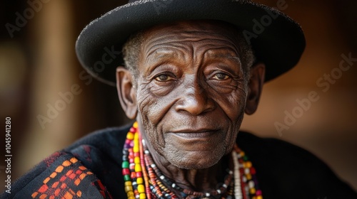 Elderly South African man with traditional attire and a kind expression.