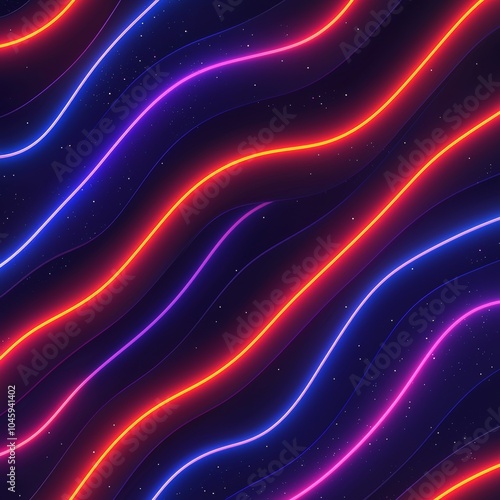 Soft cosmic background. Abstract waves made out of blue, violet and pink shades. Futuristic seamless pattern. Bright colors and wavy lines create a sense of movement and energy.