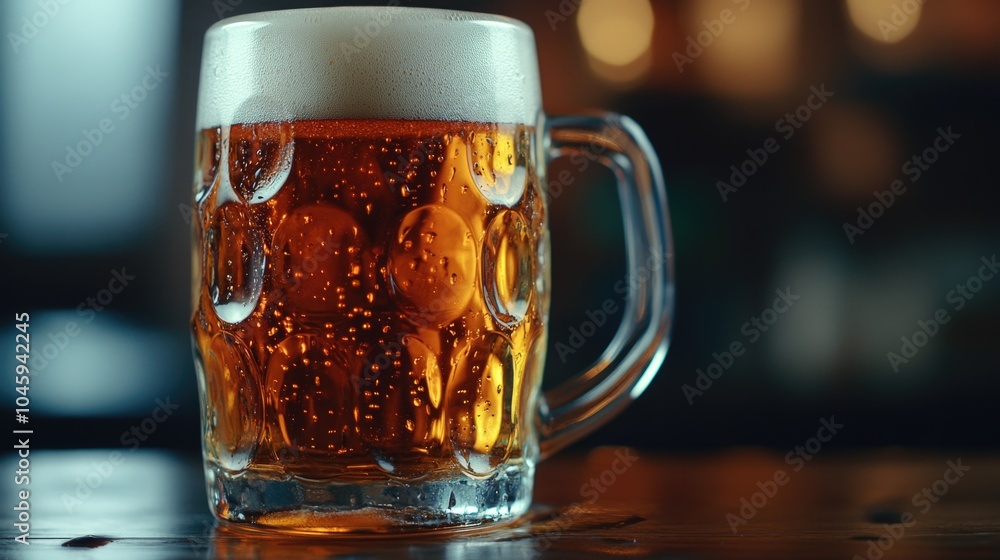 Crisp Glass of Beer with Foam Top