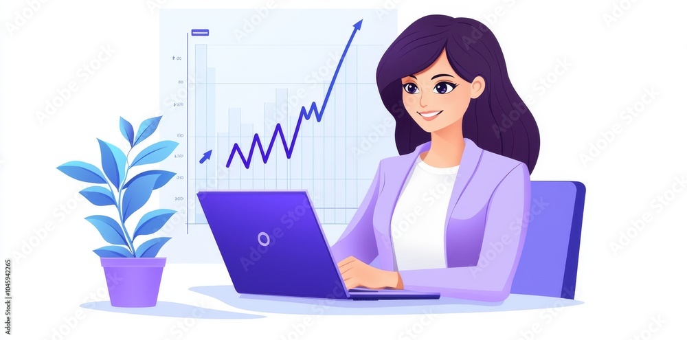 Symbolizing data analysis or financial technology, a woman interacts with digital graphs and analytics on a white background Symbolizing data analysis or financial technology, a woman interacts with digital graphs and analytics on a white background