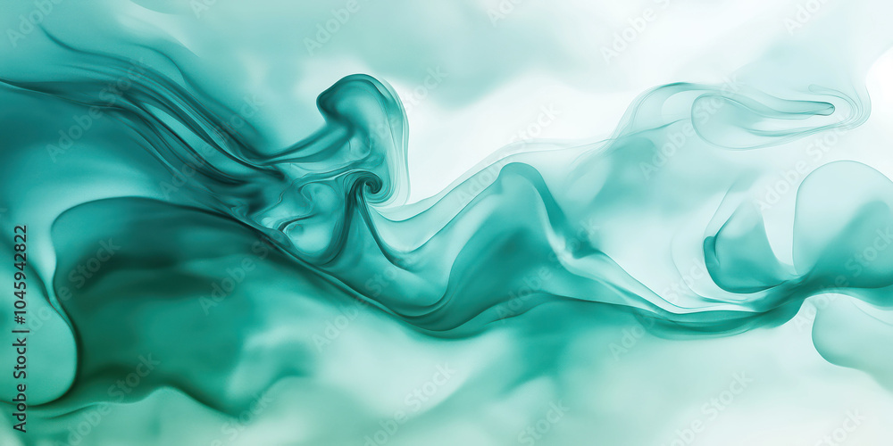 Fototapeta premium Abstract green smoke: elegant fluidity captured in serene movements and ethereal patterns