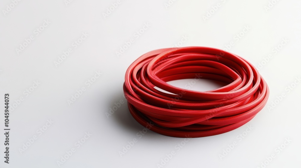 Naklejka premium Isolated red rubber band on white background