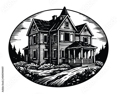 Medieval english castle with old engraving style vector