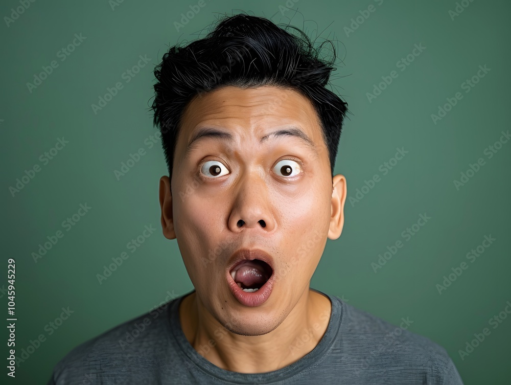 Asian man surprised shocked face portrait Asian man surprised shocked face portrait