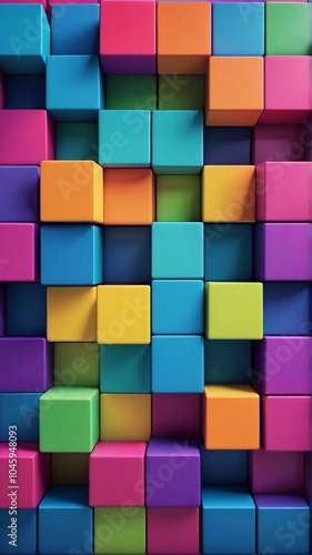 Bright abstract background with colored cubes