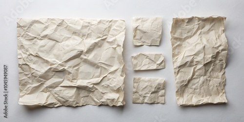 Wallpaper Mural Crinkled Paper Pieces Arrangement on White Background, Minimalist ,Texture Torontodigital.ca