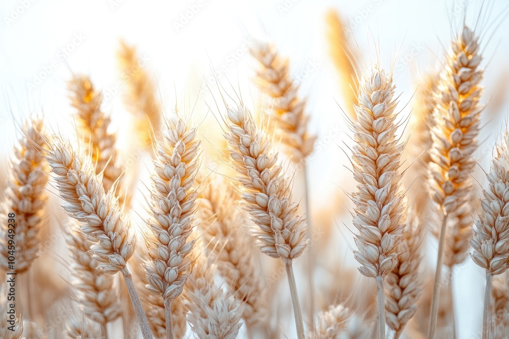 Bunch of wheat ears, dried whole grains isolated on white background. Cereals harvest, agriculture, organic farming, healthy food symbol. Bakery design element, copy space Bunch of wheat ears, dried whole grains isolated on white background. Cereals harvest, agriculture, organic farming, healthy food symbol. Bakery design element, copy space