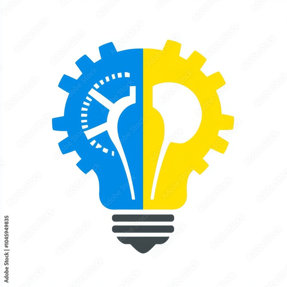 The light bulb with gear is a concept icon for business innovation. An illustration in a flat style is illustrated on a white background in color. The light bulb with gear is a concept icon for business innovation. An illustration in a flat style is illustrated on a white background in color.