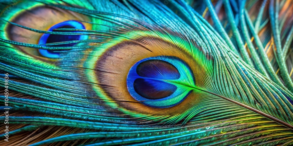 Fototapeta premium Peacock Feather Closeup - Vibrant Colors and Intricate Patterns, bird, nature