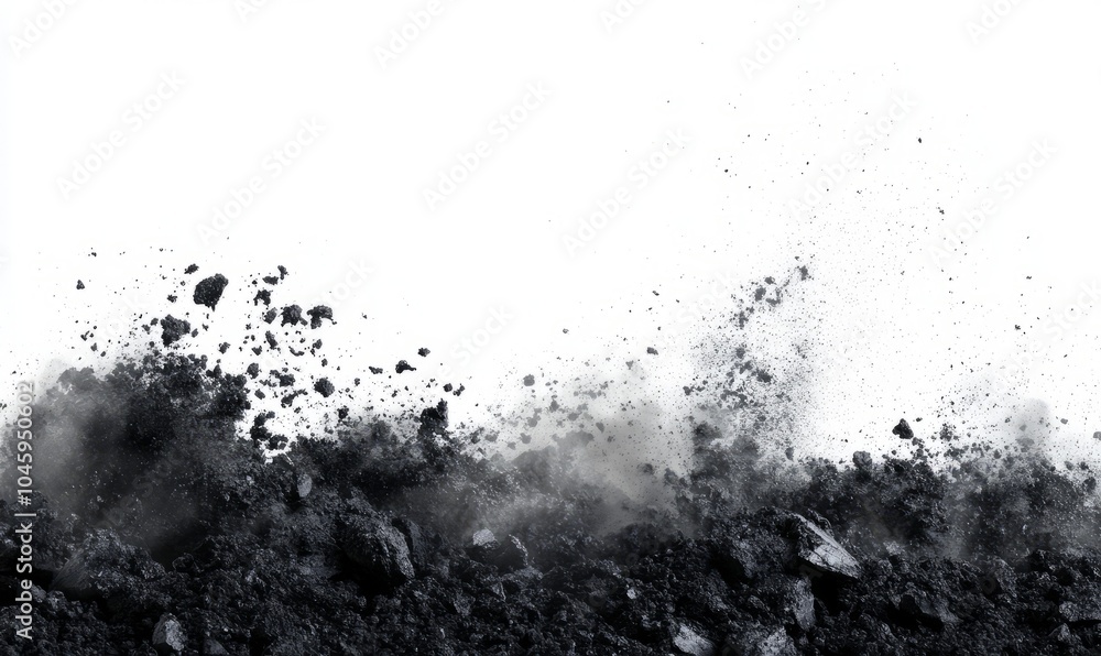 Pile of Carbon charcoal dust on white background Pile of Carbon charcoal dust on white background