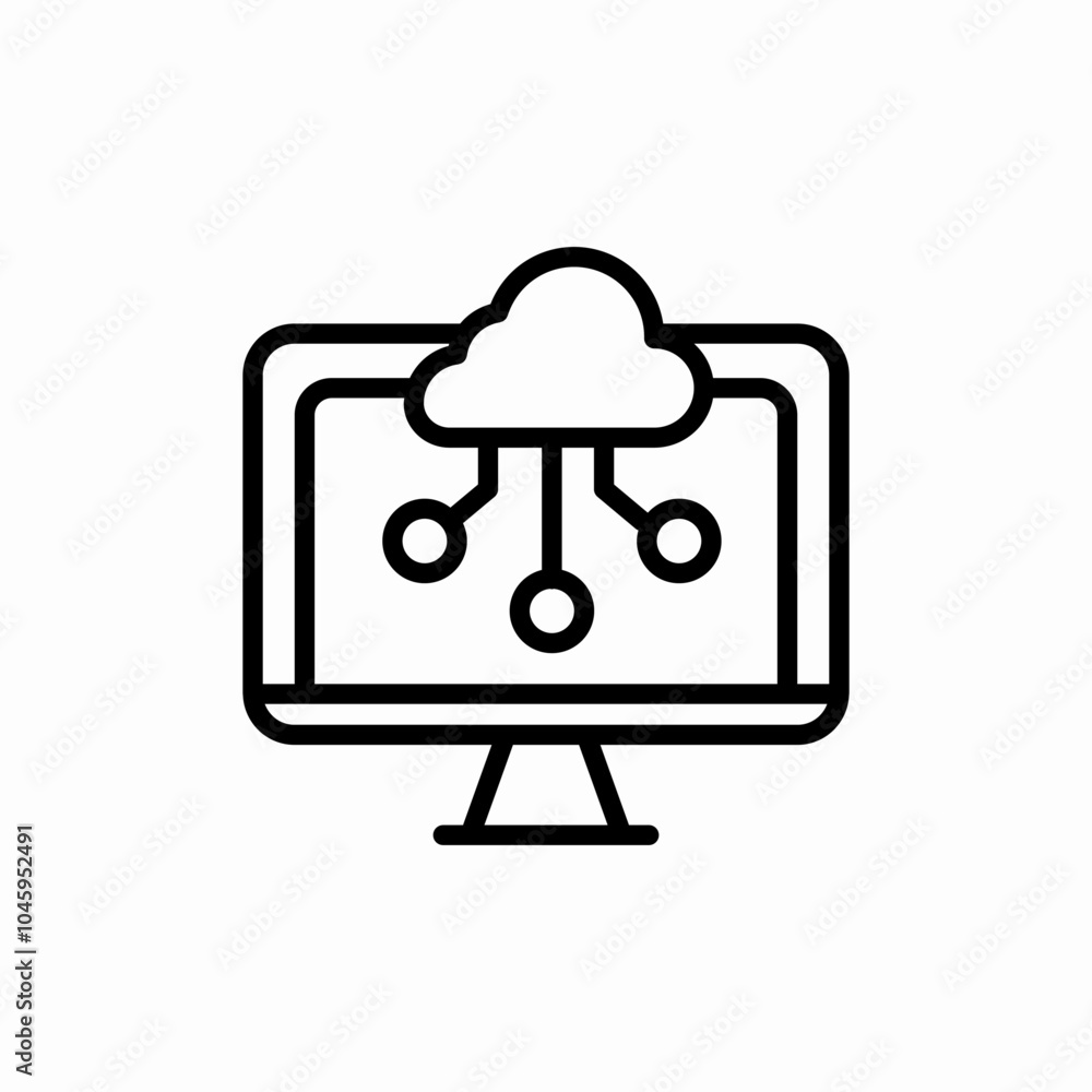 Fototapeta premium computer cloud cyber icon sign vector