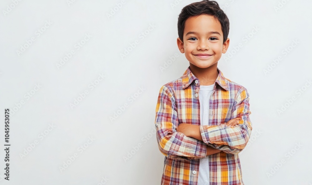 Smiling young boy standing and posing on white background Smiling young boy standing and posing on white background