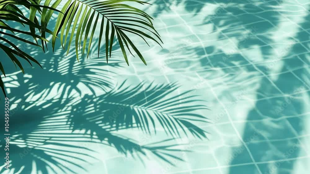 Palm tree shadows dance on the surface of a pool on a sunny day Palm tree shadows dance on the surface of a pool on a sunny day