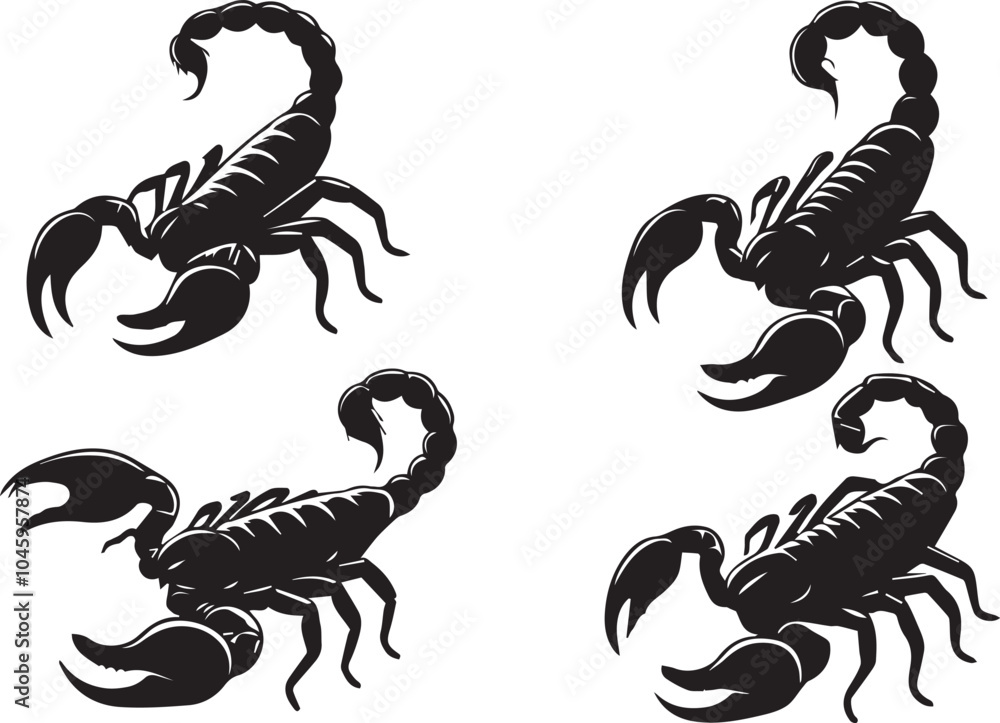 Scorpion silhouette vector EPS  SET