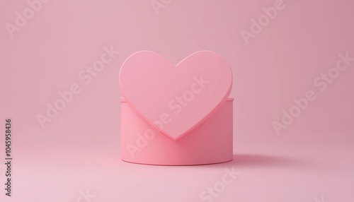 A pink heart-shaped box on a soft pink background.