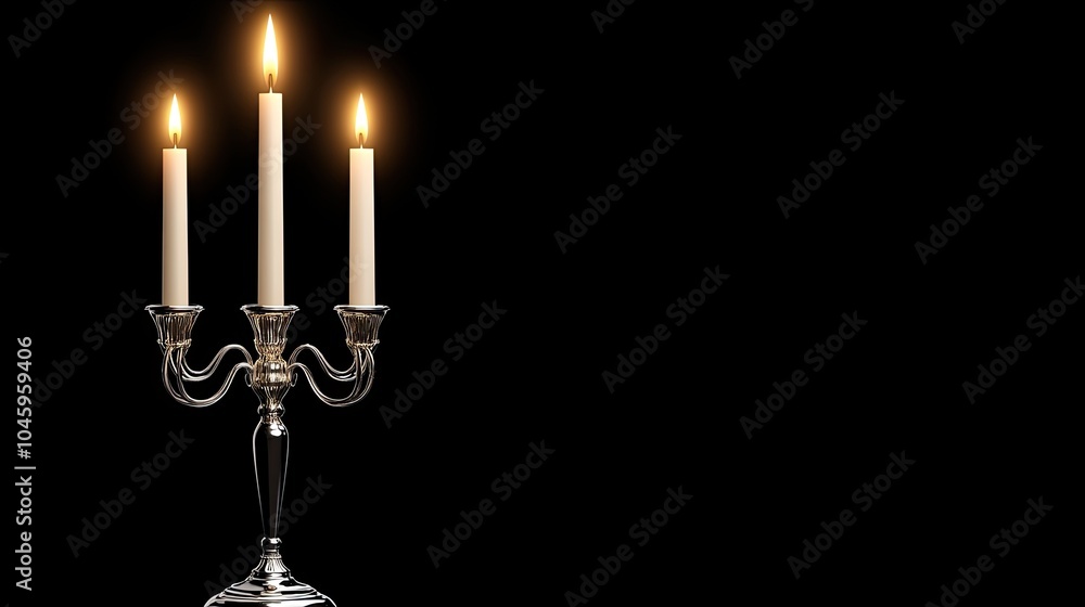 The isolated silhouette of a Hanukkah menorah features lit candles that cast a warm glow, evoking feelings of hope and celebration The isolated silhouette of a Hanukkah menorah features lit candles that cast a warm glow, evoking feelings of hope and celebration