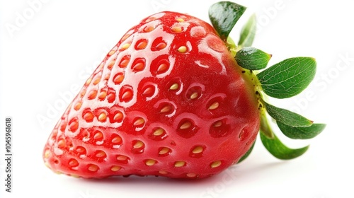 Close-up of a red ripe strawberry isolated for a fresh food presentation