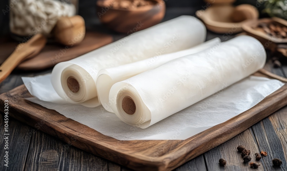 Fototapeta premium Parchment paper roll for baking wax paper for baking white parchment paper
