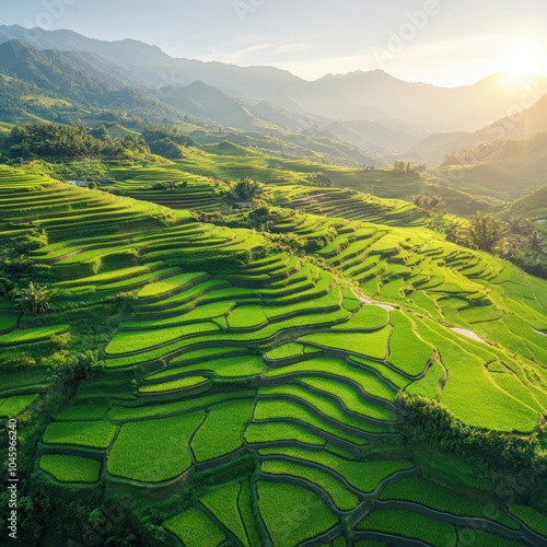 Aerial view of rice terraces in the Mu Cang Chai mountains, Vietnam-gigapixel-hq-scale-6_00x photo