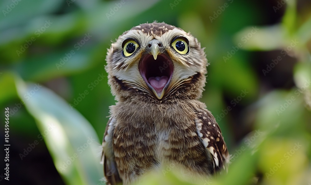 Young burrowing owl calling out for its mother