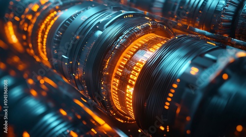 A 3D illustration showcasing a cross-section of a submarine communication cable photo