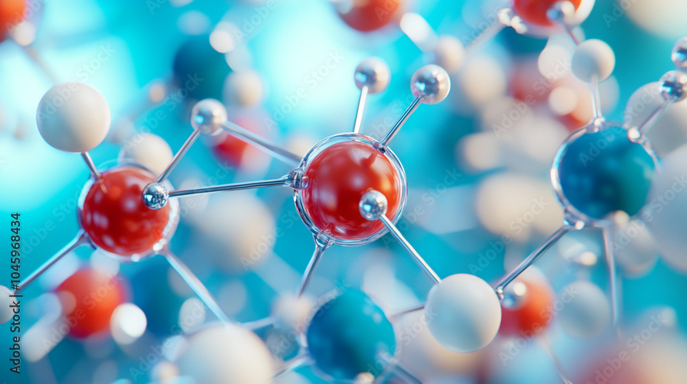 3D Molecular Structure Red Blue White Spheres Science Chemistry Research Technology 3D Molecular Structure Red Blue White Spheres Science Chemistry Research Technology