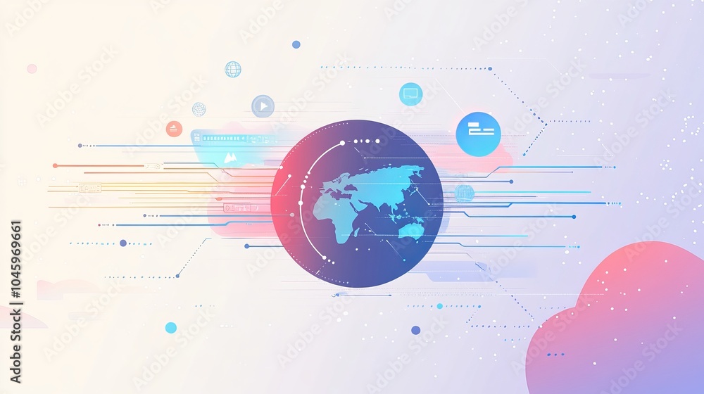 Design template for a global network connection banner, focusing on social network communication and big data visualization Design template for a global network connection banner, focusing on social network communication and big data visualization