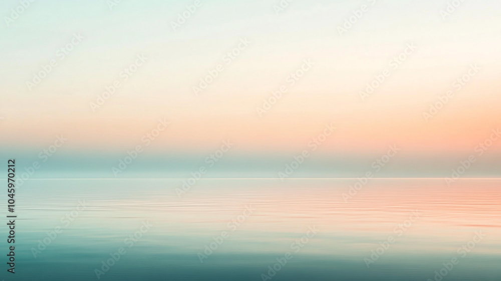 Fototapeta premium Calm Ocean Water with Soft Sunset Sky Background
