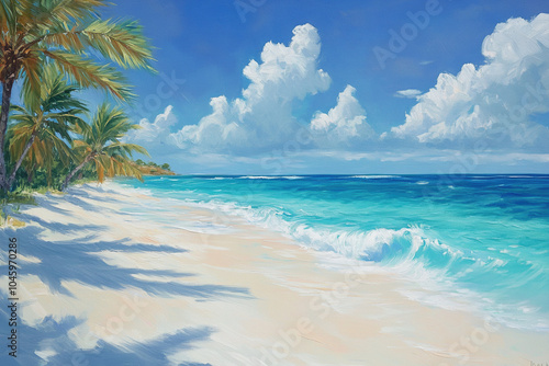 Wallpaper Mural beach with palm trees Torontodigital.ca