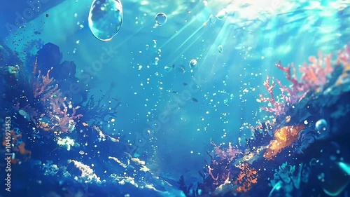 Stunning Anime Underwater Scenery with Vibrant Coral Reefs