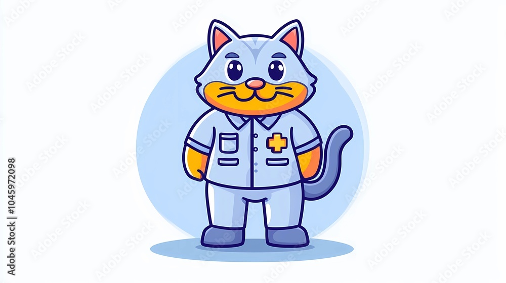 Fototapeta premium Anthropomorphic animal doctors in medical uniforms, providing healthcare services, perfect for stock images related to veterinary, medical professionals, or healthcare illustrations