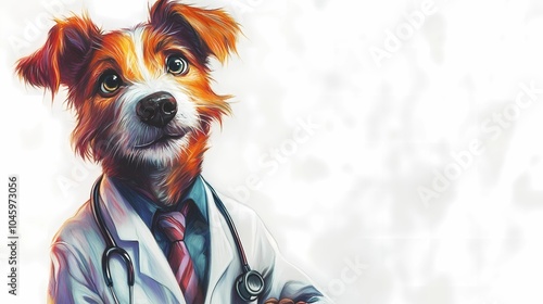 Anthropomorphic animal doctors in medical uniforms, providing healthcare services, perfect for stock images related to veterinary, medical professionals, or healthcare illustrations photo