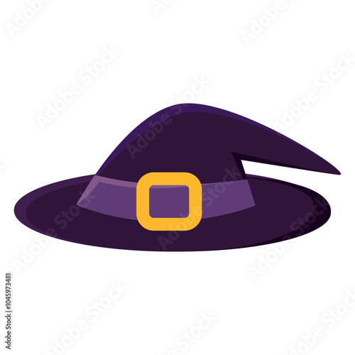 Witch hat with buckle in dark purple, Vector
