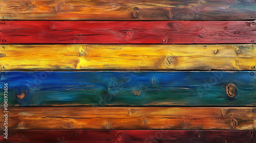 Colorful Wooden Plank Background Texture   Red  Yellow  Blue  Green photo