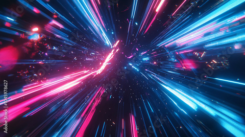 Abstract Neon Lights Speed Lines Background