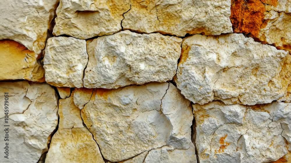 A close-up of an old, cracked stone wall A close-up of an old, cracked stone wall
