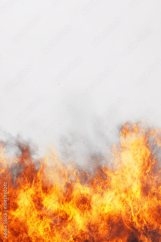 flames and smoke against a white background flames and smoke against a white background