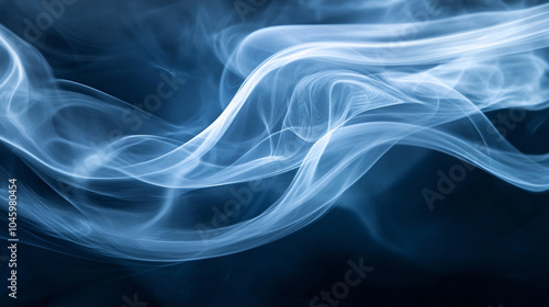 Abstract Blue Smoke Swirls Background Flowing Design Vapor Mist Wispy Ethereal Smoke