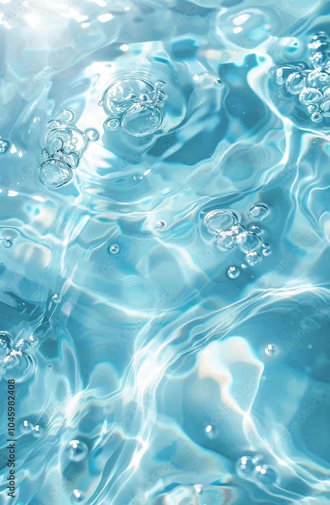 close-up of water surface with air bubbles in blue water background close-up of water surface with air bubbles in blue water background