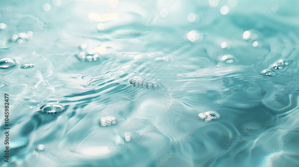 close-up of water surface with air bubbles in blue water background close-up of water surface with air bubbles in blue water background