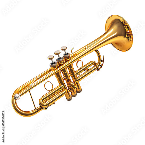 A shiny golden trumpet with intricate details, perfect for music enthusiasts and artistic designs.