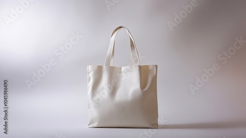 A simple yet stylish photograph of a plain white tote bag, capturing a minimalistic and elegant aesthetic photo