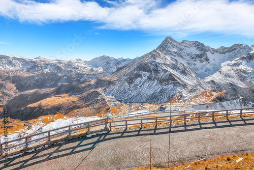 Astonishing view of Grossglockner High Alpine Road at autumn.