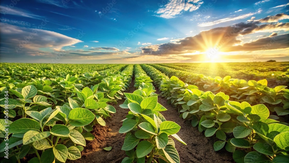 Soybean plants growing in sunlight Soybean plants growing in sunlight