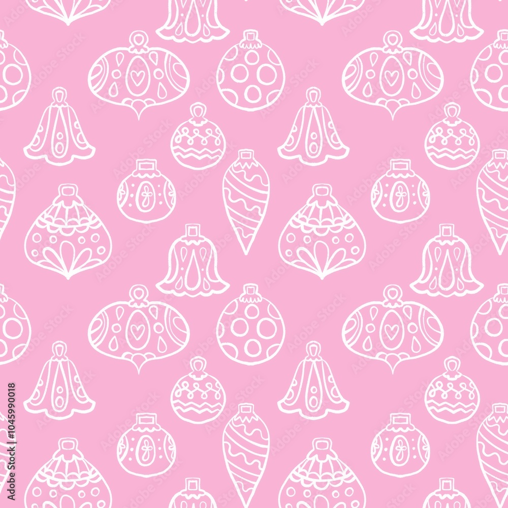 Christmas tree balls seamless winter toys pattern for wrapping paper and fabrics Christmas tree balls seamless winter toys pattern for wrapping paper and fabrics